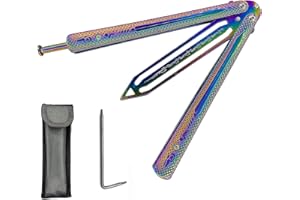 BILYSKEP Butterfly Trainer Butterfly Messer zum Üben, Ungeschärfte Klinge, Komplett Edelstahl, Stumpfes Folding Finger Trainer (Rainbow)