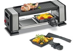 Küchenprofi Raclette Vista2 Plus, raclette dla 2 osób, możliwość rozszerzenia do 3 urządzeń, stal nierdzewna, nieprzywierająca płyta grillowa, po 2 patelnie i szpatułki, raclette dla 2 osób