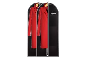 Maishijie Pokrowiec na garnitur, 150 * 60 cm torba na ubrania z tkaniny Oxford z kieszenią na buty, zapięcie na zamek błyskawiczny, oddychająca, (Czarny (150 cm - 2 szt.))