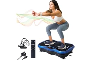 EVOLAND Vibration Plate Exercise Machine, Vibration Fitness Trainer with Bluetooth Speaker, 5 Program Modes, 2 Resistance Bands, Home Exercise Equipment for Fitness Body Toning