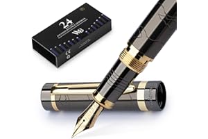 Wordsworth & Black Ensemble De Stylos Plume Primori [Gunmetal Gold] Plume Extra Fine, éTui Cadeau, 24 Cartouches D'encre, Convertisseur De Recharge, Journal, Calligraphie, Stylo à éCriture Lisse