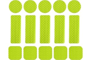 PATIKIL Reflective Stickers, 30 Pcs Safety High Visibility Reflective Sticker Waterproof Outdoor Reflectors for Bicycle, Clothing, Fluorescent Green (3 Shapes)