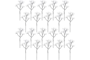 Fangoo 20 Pack 18cm Künstliche Rote Beeren für Weihnachtsbaum Deko Stechpalmenbeeren Zweige Dekorationen für Weihnachten Zuhause Holly Beeren Handwerk Winter Urlaub Hochzeit Deko (Weiß)