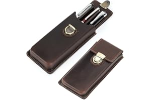 Contacts 9052 Piórnik z prawdziwej skóry, uchwyt na długopis w stylu vintage, rękaw ochronny na długopis do podróży, eleganckie akcesorium na biurko, organizer na ołówki, Kawa2-3, Etui na krawat