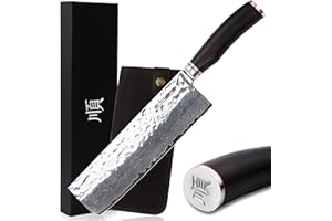 YOUSUNLONG Couteau de chef en Légume Nakiri Forgé-Japonais VG10 Super Steel 67 Couche Damas-Rasoir Sharp - manche en ébène