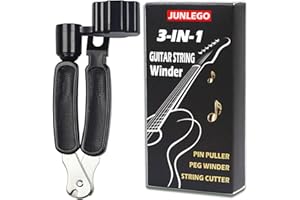 JUNLEGO Guitar String Winder, Cutter and Bridge Pin Puller 3-in-1 Tool For Acoustic and Electric Guitars