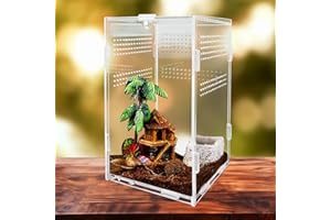 yingd Terrarium Kit, Reptile Breeding Box, Stick Insect Enclosure, Tarantula Enclosure, Transparent Reptile Feeding Box for Spide, Lizard, Scorpion, Mantis, Geckos, Beetle, Crickets (12x12x20cm)
