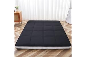 Meulbaty Single Size Futon Mattress - Extra Thick Foldable Japanese Floor Mattress - Memory Foam Sleeping Pad for Adults - Tatami Mat Suitable for Camping & Guest- Black