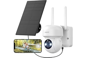FOAOOD 2K Camara Vigilancia WiFi Exterior Solar/Bateria, 360°PTZ Camaras de Vigilancia sin Cables, Visión Nocturna en Color, Detección Humana PIR, Audio de 2 Vias, IP66