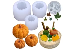 QIZHIQIAMY Moule Silicone Automne, Moule Citrouille Silicone, Moule Bougie Automne, Moules de Thanksgiving en silicone pour Bougies, Savons, Chocolats et Objets Artisanaux DIY (4PCS)
