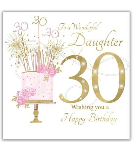 Geburtstagskarte 'Fabulous Daughter' Zum 30. – Mit Champagnergläsern & Blumen, Goldgeprägt (17,3 X 24,5 Cm)