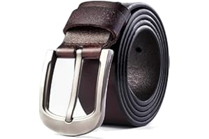 KERTZ LEATHER Men's Leather Belt 100% Full Grain Genuine Thick Leather with Anti-Scratch Pin Buckle Great for Jeans, Casual, Formal, Work Wear
