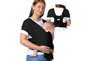 Momcozy Fular portabebés con cierre de botón a presión y hebilla, técnica de amarre simple, portabebés transpirable hasta 9 kg, versátil para recién nacidos y bebés, gris oscuro