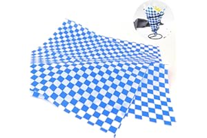 MORAINJAY Blue White Checkered Greaseproof Paper, 100Pcs Wax Sheets for Food Chips, Waterproof Basket Liners, Oil-Proof Baking Paper for Burger Sandwich (30x30cm)