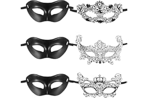 wugongshan 6 Stk Maskerade Masken, Schwarze Venezianische Party Spitzenmasken Augenmasken, Frauen Männer Sexy Maskenball Masken, für Maskerade Kostümfeste Party Masken
