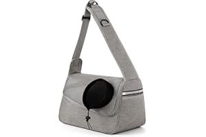 FLOVIPPET Bandolera para Perro Transportín, Portabebés Ajustable con Manos Libres para Perros, Bolsa de Viaje para Pequeño Perros Gatos Mascotas, Lavable a Máquina (Gris Claro)