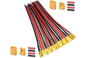 GTIWUNG 4 Paia XT30 Connettore Maschio Femmina con Cavo di Silicone 15cm 16AWG, 2 Paia XT-30 Spina-connettore per Batteria RC Lipo FPV Drone