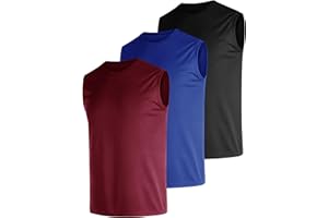 E-LIINJOYE Men's 3 ＆ 5 Pack Dry Fit Quick Dry Tech Performance Sleeveless Running T Shirts Mesh Sport Gym Bodybuilding Tank Tops