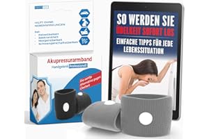HEALTH PRESS Opaska do akupresury przeciw nudnościom – idealna na słodycze w ciąży, choroby morskie, nudności z podróży + e-book: dzięki temu natychmiast pozbędziesz się nudności!