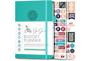 GoGirl Planificateur de Budget - Planificateur Financier Mensuel Agenda Livre de Budget. Journal de Suivi des Dépenses pour Contrôler votre Argent. Non Daté - 13.5x19cm, Durée de Vie 1 An - Turquoise