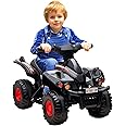 AIYAPLAY 6V Electric Quad Bike for Kids, Kids Electric Car Ride on ATV with Music, Forward Function, for Ages 2-6 Years, Black