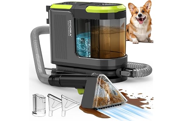 HYCHIKA Grovdammsugare & Textilvårdsmaskin 1800W, 17 kPa Mattvätt & Våtdammsugare, Bärbar Mattvätt med Självrengöring & Lång Slang för Mattor/Soffor/Bilar & Djurfamiljer