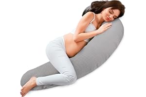 Totsy Baby Almohada para Dormir de Lado 190 cm - Algodón Almohada Larga para abrazar Almohada Cuerpo Entero Almohada piernas Dormir de Lado Puntos En Gris B