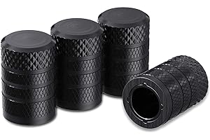 CKAuto Tire Valve Stem Caps, Black, 4 pcs/Pack, Anodized Aluminium Tire Valve Cap Set, Corrosion Resistant, Universal Stem Covers for Cars Trucks Motorcycles SUVs and Bikes (Black)