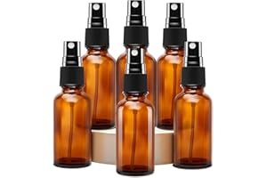 Elalove Set 6 bottiglie vetro ambrato spray 30ml con contagocce e mini imbuto per oli essenziali acqua profumi liquidi da viaggio