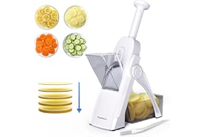 SUPMAKIN Affettatrice a Mandolina Sicura per Cucina - Patate, Verdure e Alimenti - Spessore Regolabile da 0,1 a 8 mm - Artefatto da Cucina Più Veloce (Solo Affettatrice) (bianco)