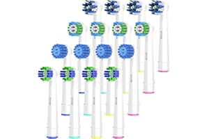VALUABLETRY Pack of 16 Replacement Toothbrush Heads Compatible with Oral B Replacement Brushes, 4 Precision, 4 Cross, 4 3D Whitening and 4 Sensitive Clean, Professional Brush Heads for Oral B Electric