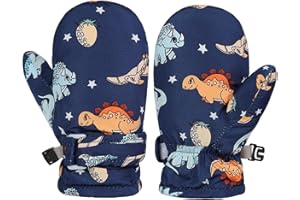 EOAMGO Toddler Boys Waterproof Mittens, Kids Ski Mittens with Fleece Lining, Warm Winter Snow Gloves