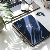 PAPERORA A5 Spiralli Sert Kapak Keten Kareli Tarihsiz Not Defteri Lacivert