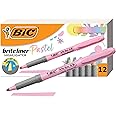 BIC Brite Liner Grip Pastel Highlighters, Assorted Ink Colors, Chisel Tip - Box of 12 Assorted Pastel Highlighters