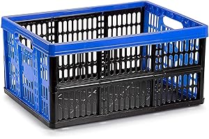 Acan Tradineur - Caja plegable de plástico 32 litros, 22,5 x 47,2 x 34,5 cm, peso máximo 18 kg, caja, contenedor con asas para transporte y almacenamiento de objetos, alimentos