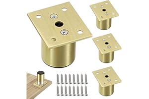 FDKJOK 4PCS Sofa Legs, Adjustable Height Furniture Legs, Furniture Feet Replacement Armchair Cabinet Feet Cabinets Legs Straight for Couch Ottoman Dresser(Gold)