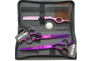 SMITH KING 7.0 Zoll Haarschere Set Haarschneideschere & Ausdünnungsschere mit Rasiermesserk?mmen in 1 Satz