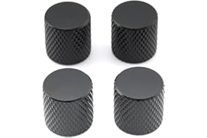 Musiclily Métrico 6mm Metal Botones de Potenciometros Flat Top Dome Knobs Perillas de Control para Guitarra Eléctrica Telecaster Precision Bass, Negro(4 piezas)