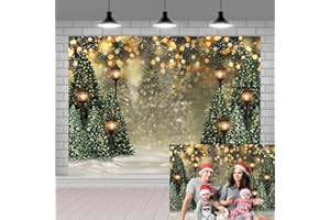 TENCOW Toile de Fond Verte pour Sapin de Noël et Flocon de Neige - Scène de Neige à Paillettes - Fond de Photographie Bokeh - Anniversaire - Fête prénatale - Bannière Photo -2,1x1.5m