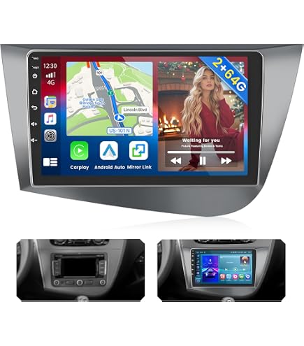Autoradio Android 9" Pour Seat Leon MK2 2005-2012 - CarPlay Sans Fil, Android Auto, 4+64Go, Caméra Recul