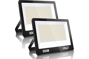 YIQIBRO Projecteur Exterieur LED 300W, IP67 Imperméable Spot LED Extérieur Avec Transformateur LED, 30000LM 7000K Blanc Froid Eclairage de Sécurité LED Pour Terrasse Jardin Garage Usine Stade