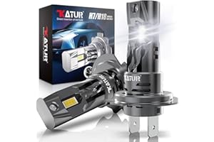 KATUR H7 LED Headlight Bulbs 30000LM, Upgraded 6000K Xenon White Wireless H7 LED Bulb Mini Size Plug and Play, Pack of 2