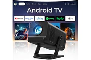 LYNCAST Mini Projecteur Supporte 4K 1080P Full HD Wi-FI 6 & Bluetooth 5.4 Android 14 Apps intégrées Portable Vidéoprojecteur, Auto Keystone Vidéo Projector, Compatibile avec HDMI/iOS/USB VisualCube 300 Noir