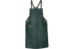 Charlie LONDON Real Leather Multi-Pocket Cross Back Apron Butcher Apron - BBQ Apron - Cooking Apron