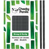 The Cheeky Panda Bamboo (Perfect for Cocktails) Black Paper Straws | Pack of 250 Straws | 100% Biodegradable, Plastic Free, E