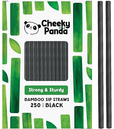 100 Pailles Noires En Cellulose Bois 21cm - Pailles Bio Résistantes Chaud/Froid - Chefpac