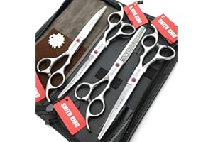SMITH KING 7 Zoll Hundepflege Schere Set Hund gerade Schere & Ausdünnungsschere & gebogene Schere 4Stk Set