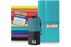 ‎BLUMTAL Blumtal Mikrofaser Handtuch 2X 80 x 40 cm extra saugstark - Handtücker Microfaser schnelltrocknend - optimales Fitness Handtuch/Strandtuch Mikrofaser/Gym Towel - Reisehandtuch kompakt - Petrol