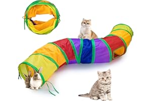 Baguuaray Cat Tunnel Pliable Jeux pour Animaux de Compagnie Tunnel Tube intérieur et extérieur Jouets interactifs pour Animaux de Compagnie Tunnel Tube Chaton, Lapin, Cochon d'Inde (S - Colorful)