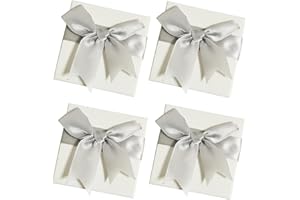 Mtaajin 4Pcs Small Gift Boxes 7.5x7.5x3.5cm Jewellery Display Gift Boxes with Bow-Knot, Jewelry Gifts Boxes for Wedding Jewellery Display Valentine's Day